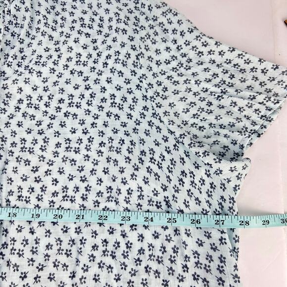 NEW LANE BRYANT Boho Sheer Blue Floral V Neck Tassels Women's Peasant Top 24 - Picture 10 of 11